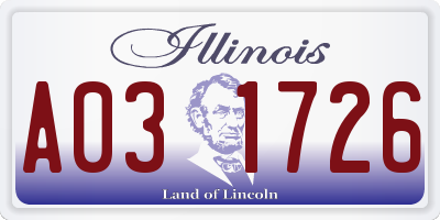 IL license plate A031726