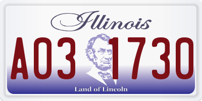 IL license plate A031730