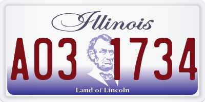 IL license plate A031734