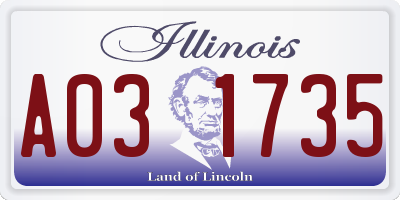 IL license plate A031735