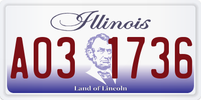 IL license plate A031736
