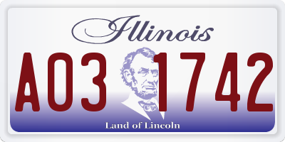 IL license plate A031742