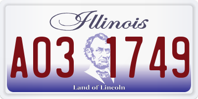 IL license plate A031749