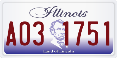 IL license plate A031751
