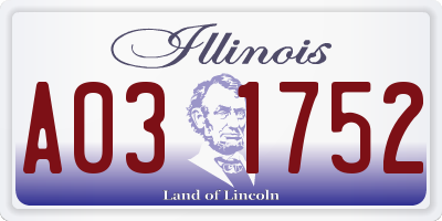 IL license plate A031752