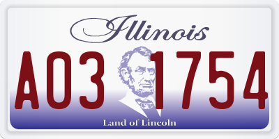 IL license plate A031754