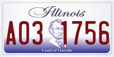 IL license plate A031756