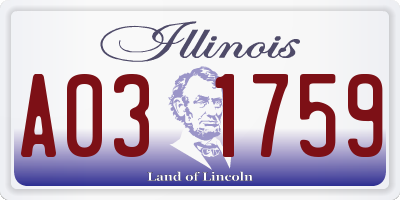 IL license plate A031759