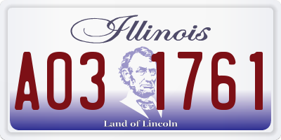 IL license plate A031761