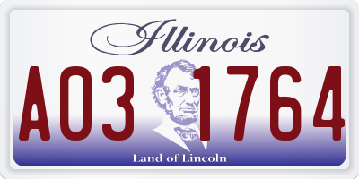 IL license plate A031764