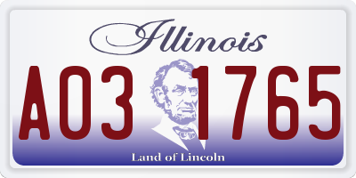 IL license plate A031765