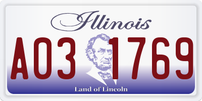 IL license plate A031769