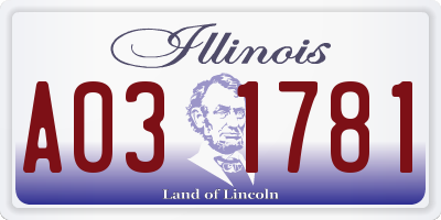 IL license plate A031781