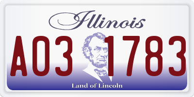 IL license plate A031783