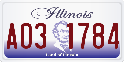 IL license plate A031784