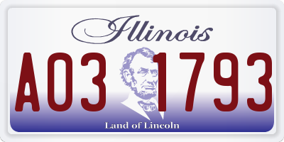 IL license plate A031793