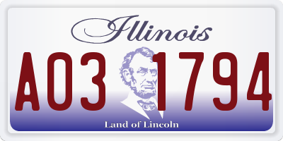 IL license plate A031794