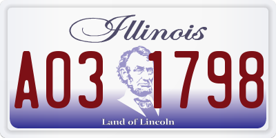 IL license plate A031798