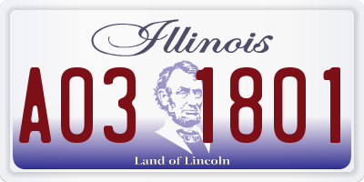 IL license plate A031801