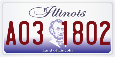 IL license plate A031802