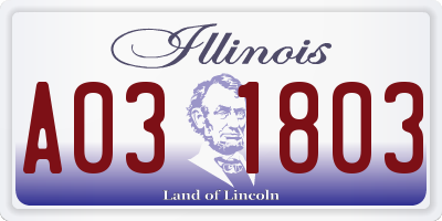 IL license plate A031803