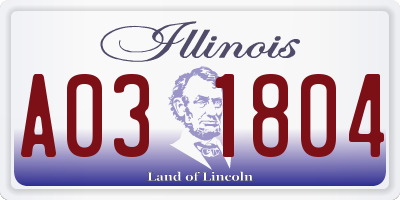 IL license plate A031804