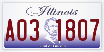 IL license plate A031807