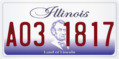 IL license plate A031817