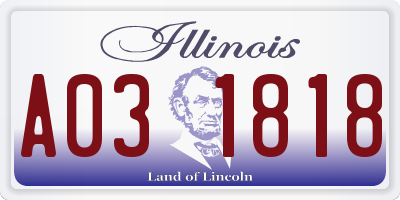 IL license plate A031818