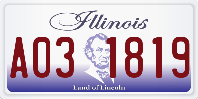 IL license plate A031819
