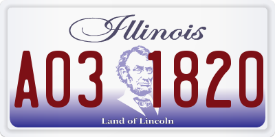 IL license plate A031820