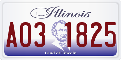 IL license plate A031825