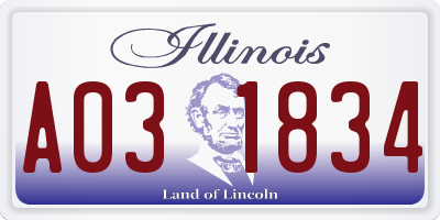 IL license plate A031834
