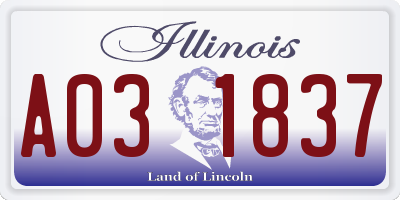 IL license plate A031837