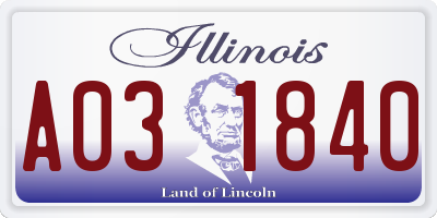 IL license plate A031840
