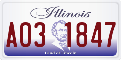IL license plate A031847