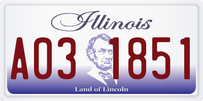 IL license plate A031851