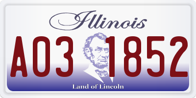IL license plate A031852