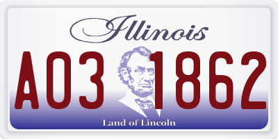 IL license plate A031862