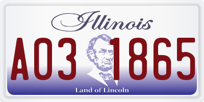 IL license plate A031865