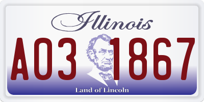 IL license plate A031867