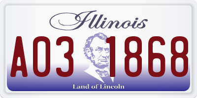 IL license plate A031868