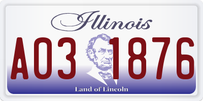 IL license plate A031876