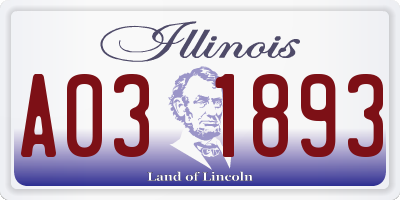 IL license plate A031893