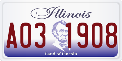 IL license plate A031908