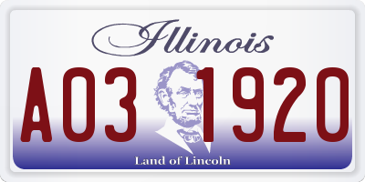 IL license plate A031920