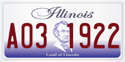 IL license plate A031922