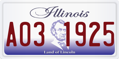 IL license plate A031925