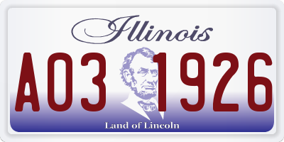 IL license plate A031926