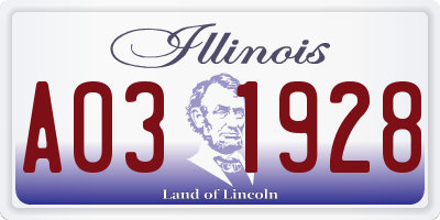 IL license plate A031928